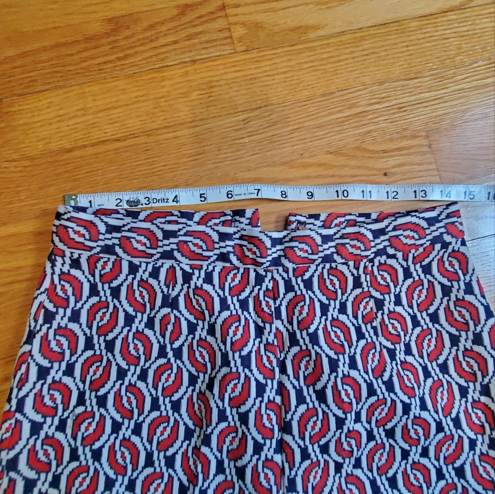 Vintage Red Blue & White Patterned Women's 70s Wide Leg Pants - Picture 5 of 9